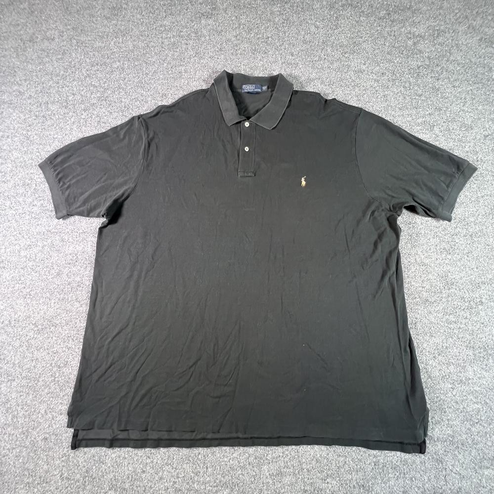 Polo Ralph Lauren Mens 5XLT Black Pima Cotton Golf Performance Rugby Polo Shirt